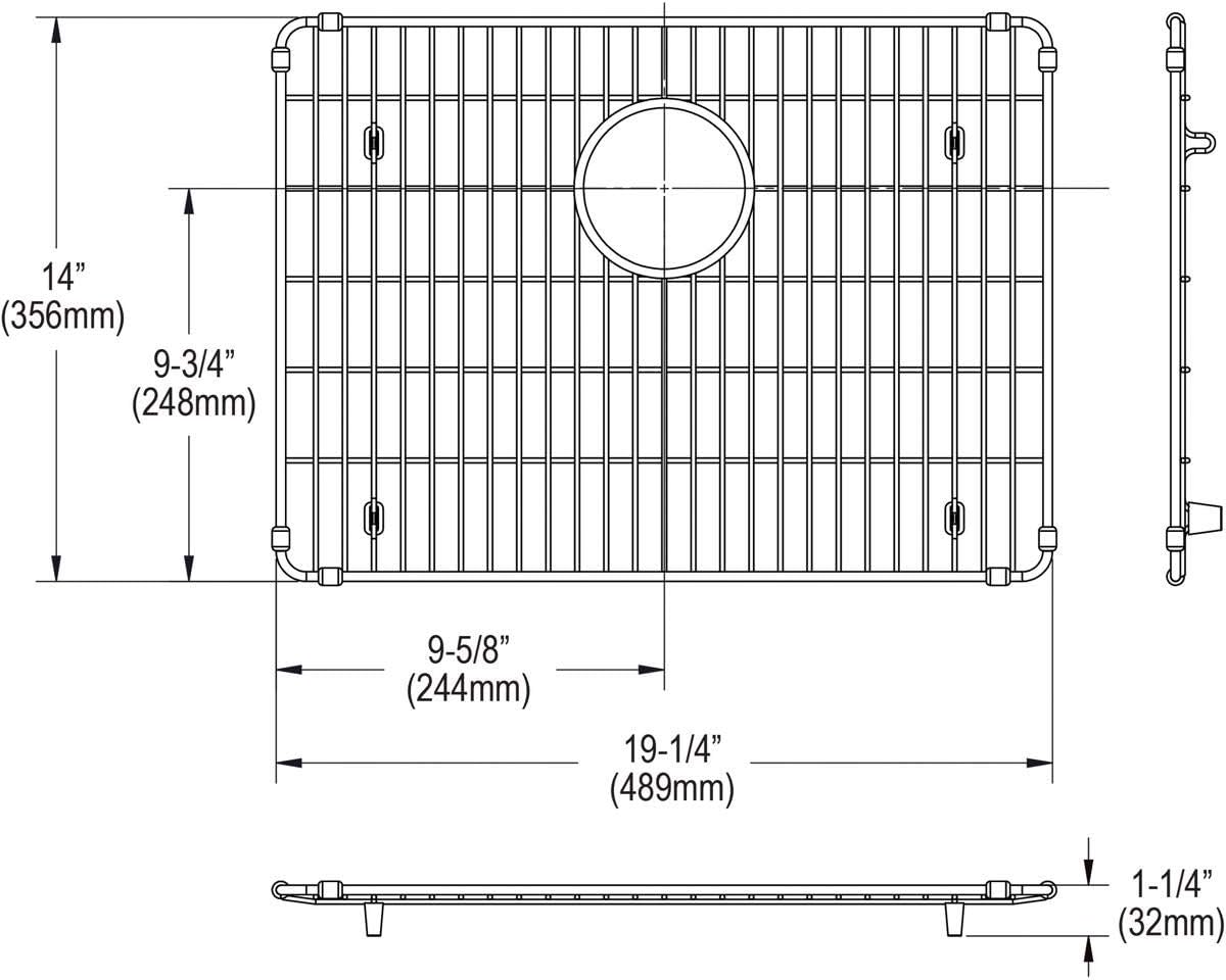 19" x 14" Polished Stainless Steel Kitchen Sink Grid