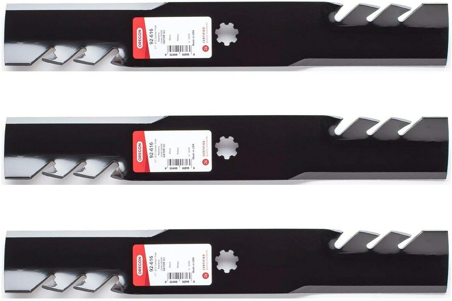 3PK USA Toothed Mulching Mower Blades for 48" John Deere