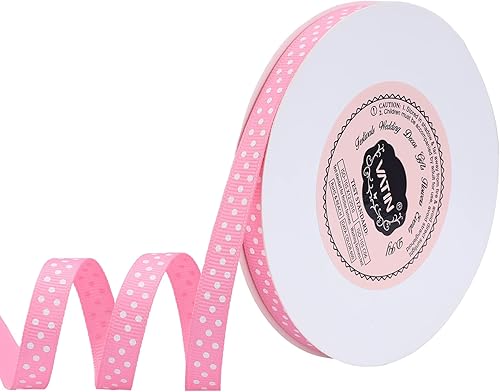 Miniatura 33 de VATIN Cinta de grogrén de lunares para manualidades, carrete de 1-1/2 pulgadas de ancho por 10 yardas, color verde manzana con puntos blancos, uso