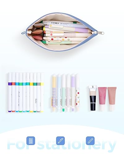 Miniatura 6 de WANDF Bolsa de cosméticos para mujer, bolsa de maquillaje, mini bolsa de maquillaje para bolso, resistente al agua, regalo para niñas (M-azul)