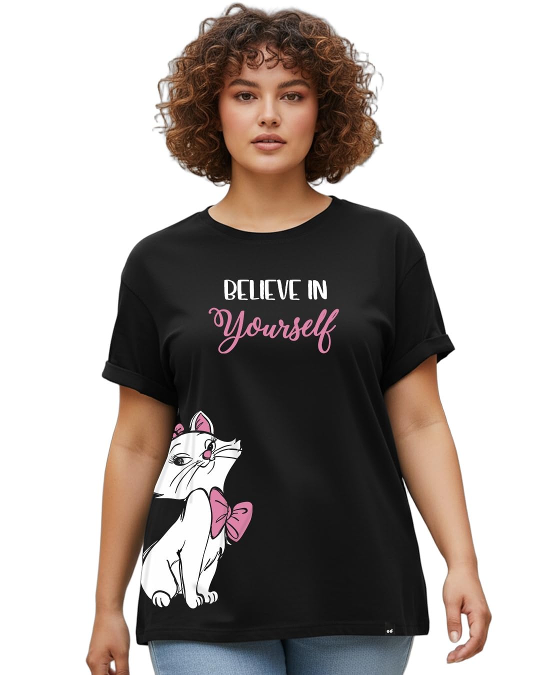 Women's 100% Cotton Graphic Print Boyfriend Fit Round Neck Plus Size T-Shirt-image-49