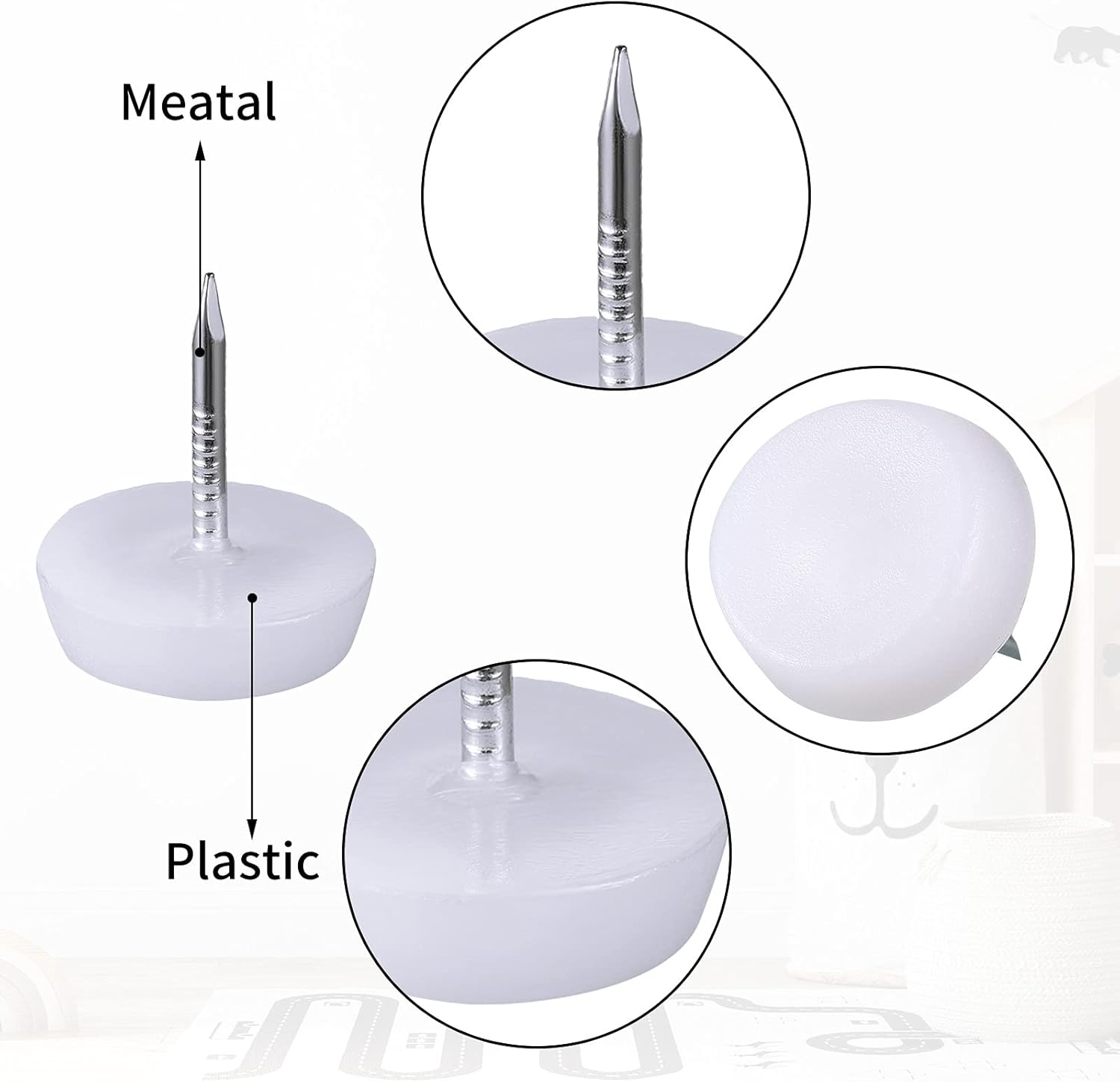Gerrii 100 Pieces Plastic Bed Skirt Holding Pins Nylon Furniture Sliders Table Leg Feet Protector Nails Bed Skirt Holding Pins for Chairs, Tables, or Sofas -