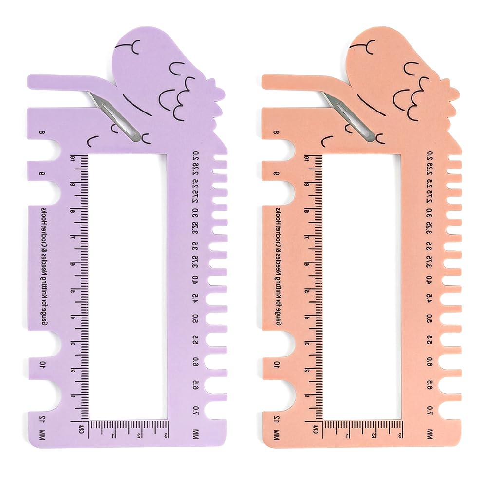 Crochet Gauge Measuring Tool,2026 New Knitting Needle Gauge Sizer,Crochet Hooks & Spinner Yarn Gauge Swatch Ruler Sweater Measuring Tool for Weaving, Crafting (2 PCS) - 1