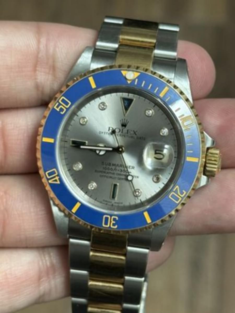 Ewatchparts Bezel Insert Ceramic Compatible With Rolex Submariner Sapphire 16808, 16613 Engraved Blue Gold Font
