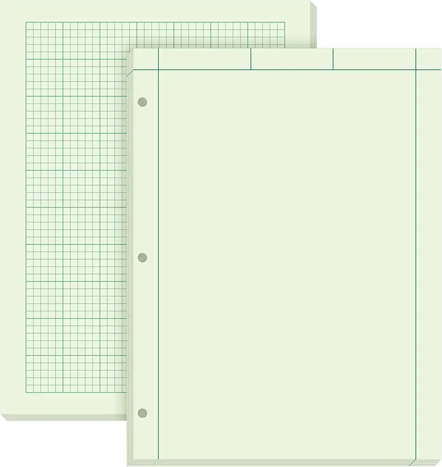 Seajan Bloco de engenharia de computação de 2 peças, bloco de engenharia de 21 x 28 cm, caderno de engenharia, bloco de papel gráfico, 5 quadrados por polegada, bloco de engenharia de evidências, 100