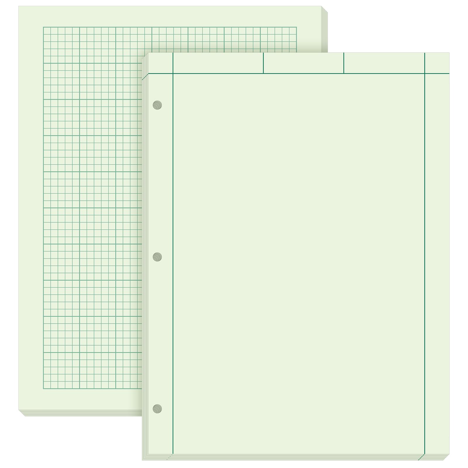 Seajan 2 Pcs Engineering Computation Pad Engineering Paper Notebook 8.5 x 11 Inches Engineer Graph Paper Notepad, 5 Squares Per Inch Evidence Computation Pad, 100 Sheets/Pack (Green)