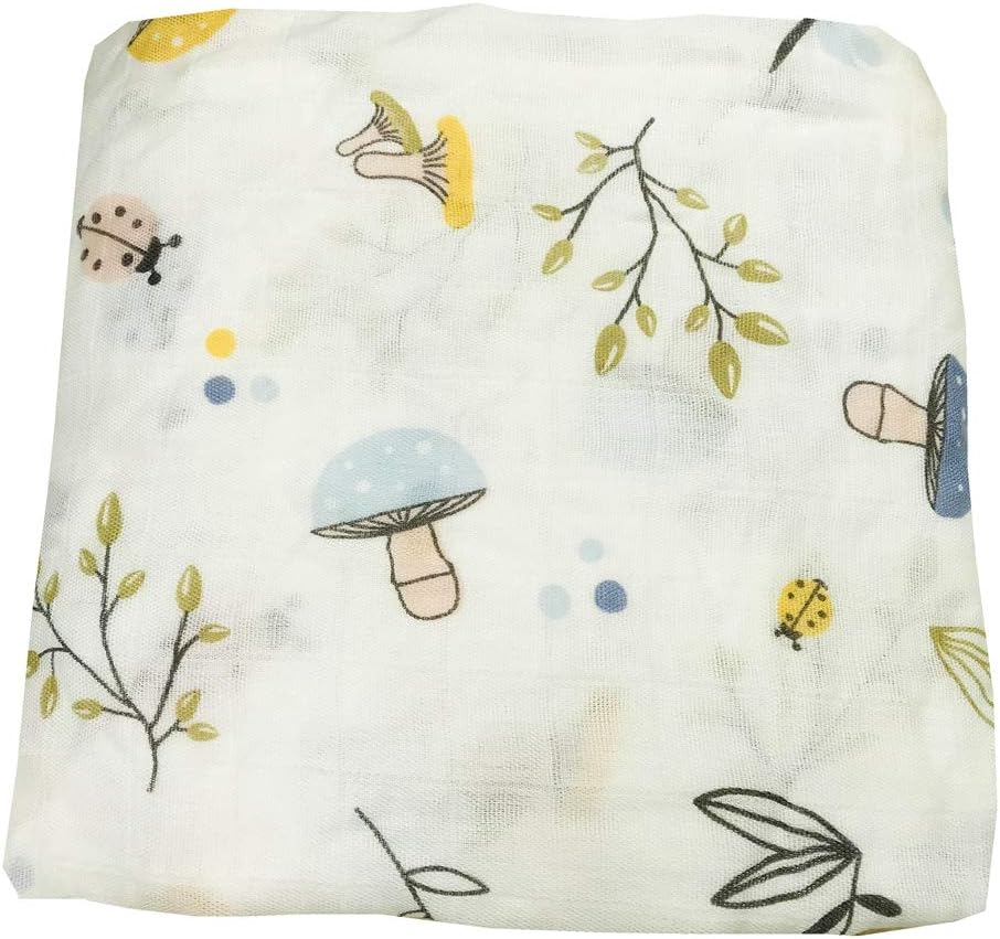 Organic Cotton Soft Muslin Swaddle Blankets Premium Receiving Blanket|Toddler| Bath Towels | Wraps Neutral Receiving Blanket for Boys and Girls (Mushroom)