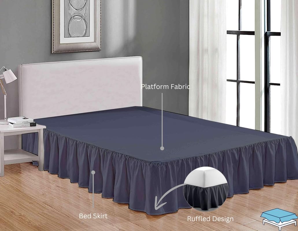 Ruffle Bed Skirt with Split Corners, Microfiber Dust Ruffled for a Perfectly Tailored Bedding Ensemble, Wrinkle and Fade Free, Easy Fit, Twin Size 15 Inch Drop, White