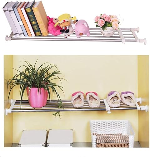 Miniatura 8 de BAOYOUNI Estantería de tensión ajustable para armario para ahorrar espacio divisores de ropa marfil 3307-4626 pulgadas