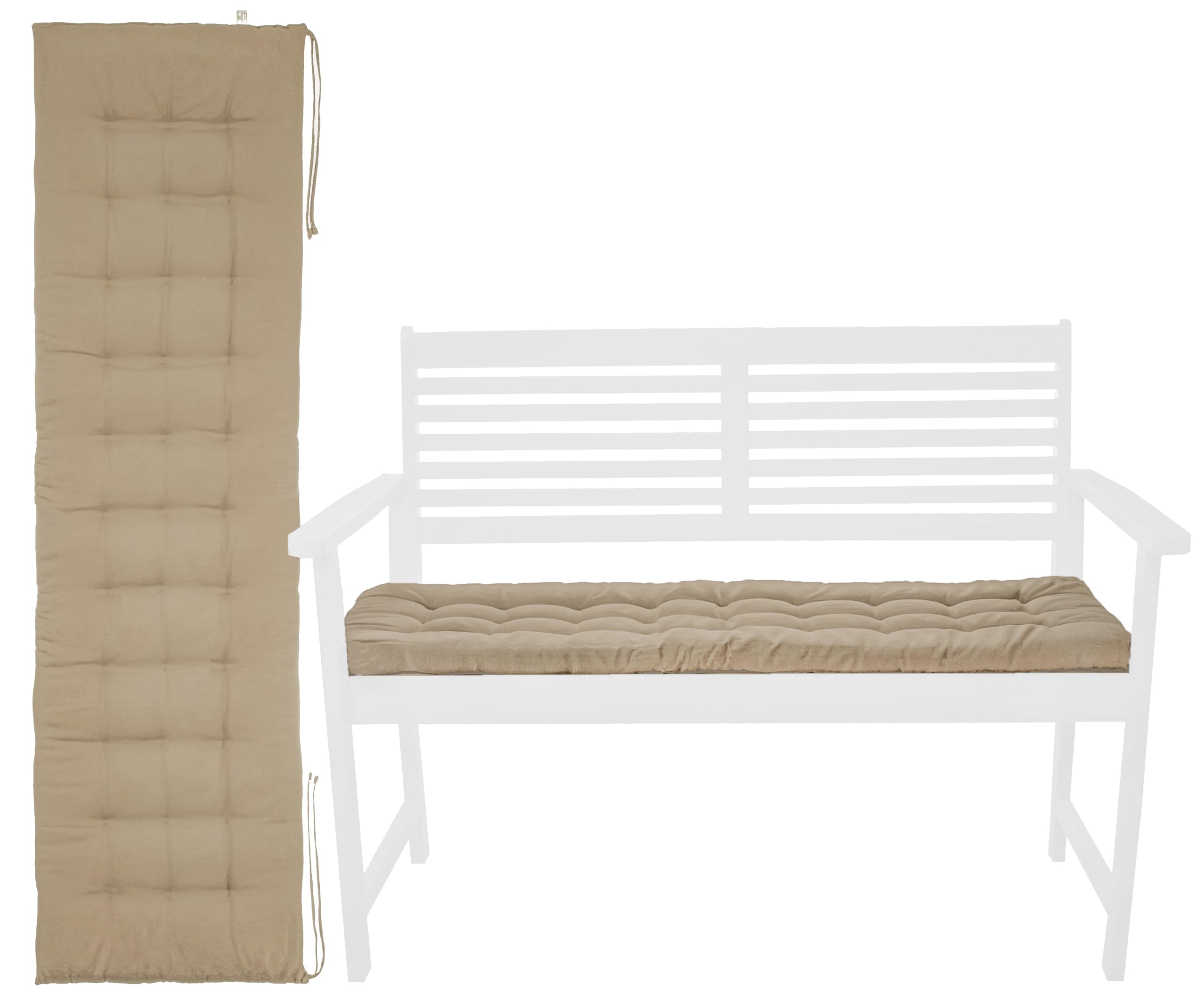 Brandsseller Coussin de Banc 140x40x4 cm – Coussin pour Banc de Jardin et Banc de Salle à Manger – Imperméable, Facile d’Entretien & rembourré – Usage intérieur & extérieur – Taupe/Beige