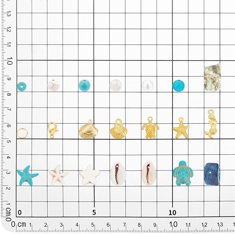 PandaHall 357pcs Starfish Shell Beads Ocean Jewelry Making Kit - 20g Synthetic Turquoise Seashells, Turtle & Mermaid Charms, Cowrie Shell Beads for Summer Beach Necklace, Bracelet & Anklet - Image 2