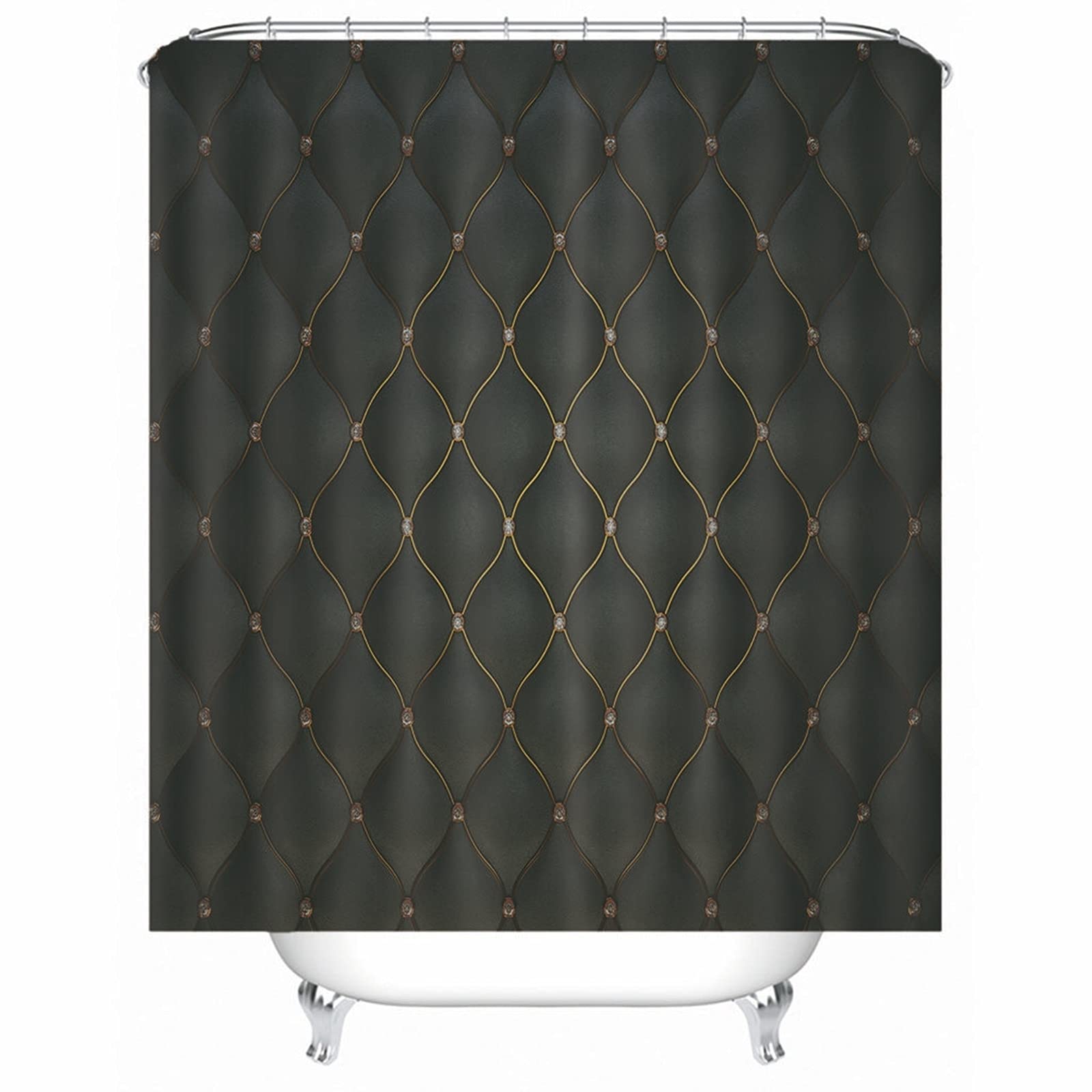 Tenda Bagno Nero Tende da Bagno Lavabili Tende Doccia Antimuffa Poliestere con Ganci Tenda Doccia Rete a Rombi, 180x200cm