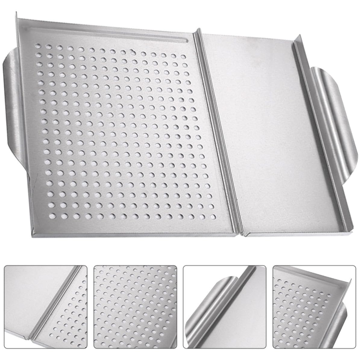 Plancha de Acero Inoxidable Cuadrada para Barbacoa | Plata, Antiadherente y Fácil de Limpiar, Uso en Restaurante Interior y Asado Exterior