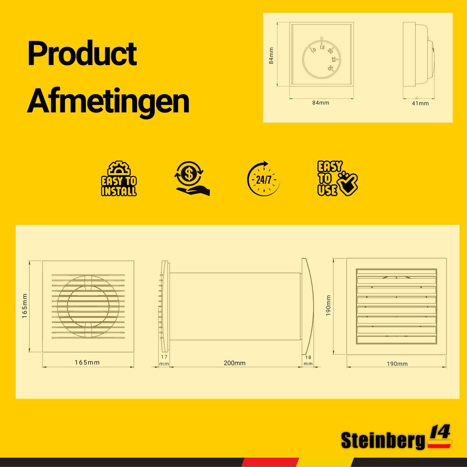 125 mm Répartiteur / Échangeur de Chaleur - Ventilateur avec Thermostat - Air Chaud