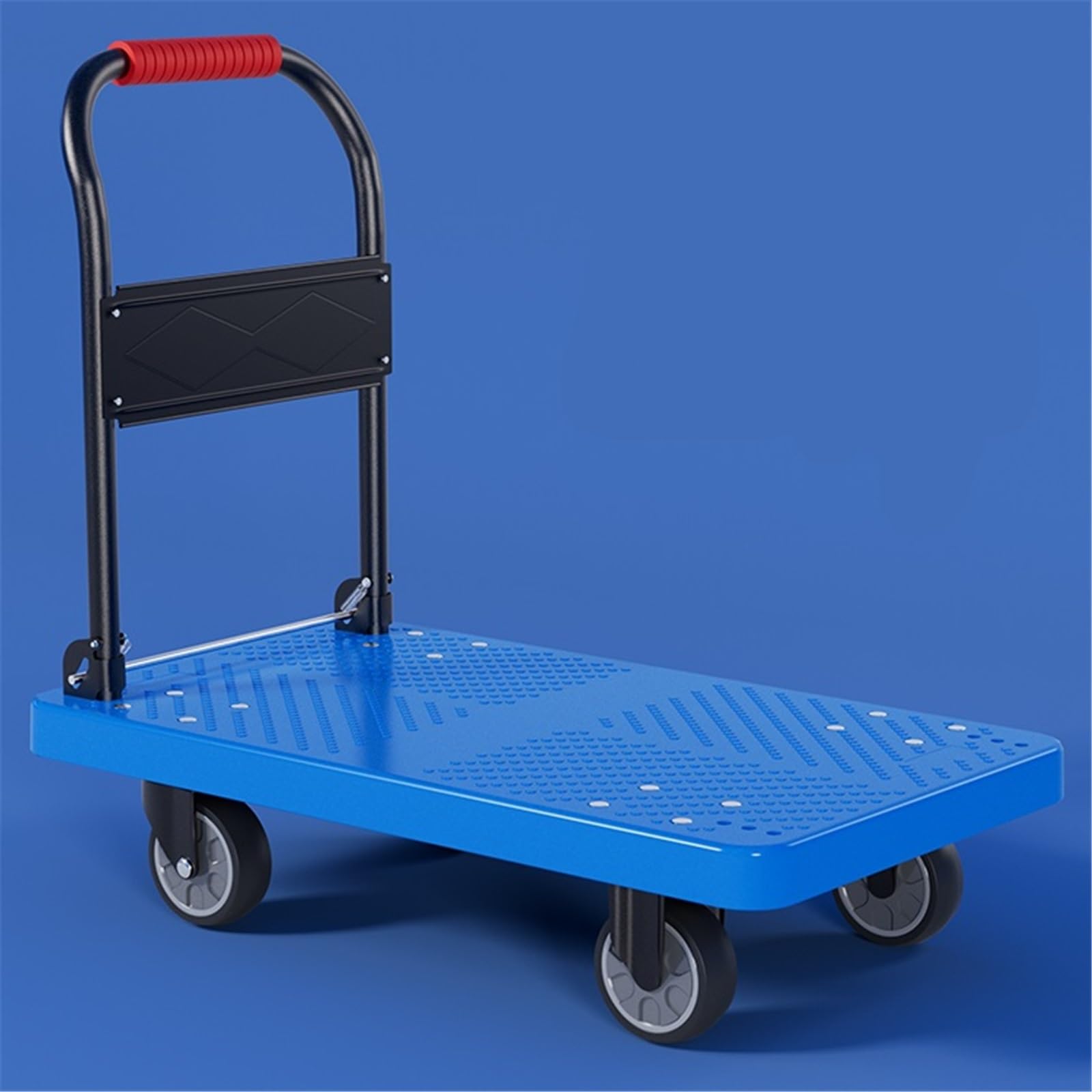 WANGHAI-666 Carretillas manuales Plegables de Plataforma Carro de Plataforma Engrosado, Carrito Plegable Multiusos con Ruedas silenciosas Goma 5 Pulgadas(Blue)