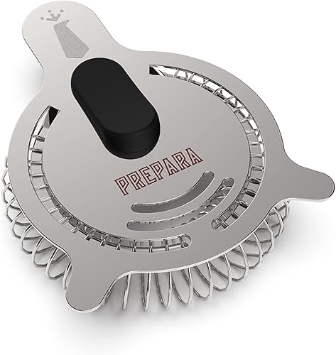 Prepara Barware - Cóctel de acero inoxidable que se adapta a la mayoría de cocteleras, colador de 3.425 x 4.33 pulgadas, talla única, plateado