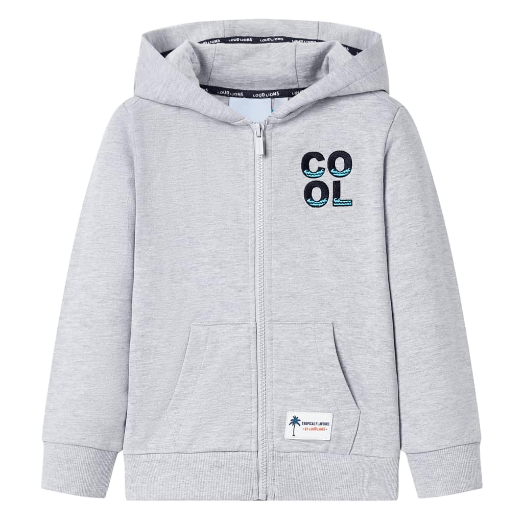 Felpa con cappuccio per bambini con chiusura lampo, blu scuro melange, 80% cotone, taglia per bambini, con polsini a costine, due tasche, maglione quotidiano per scuola, tempo libero e