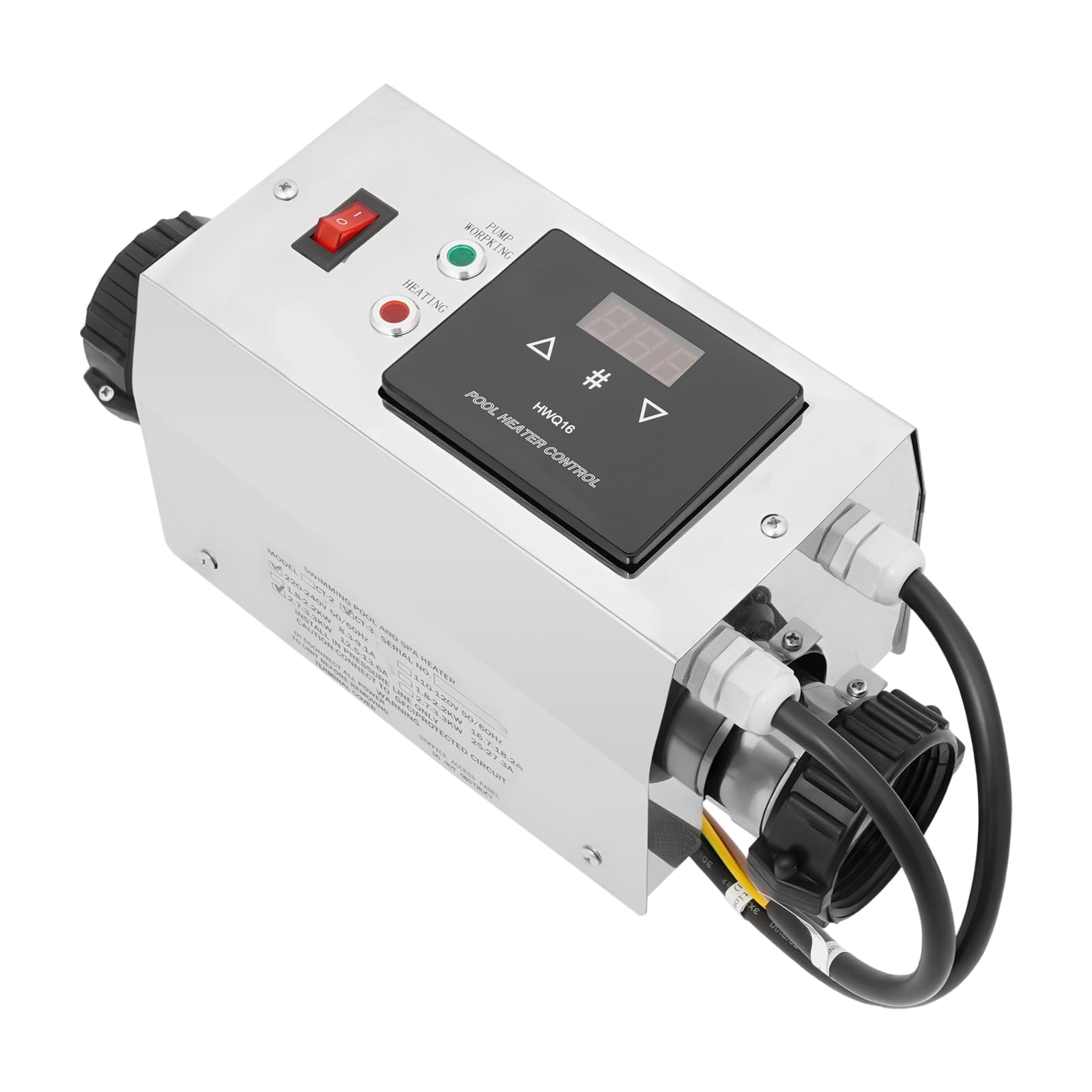 Calentador Piscina Eléctrico 3KW 220V Termostato Control de Temperatura para SPA y Piscina Pequeña Acero Inoxidable Pantalla Digital Protección Seguridad Hogar Hotel Exterior
