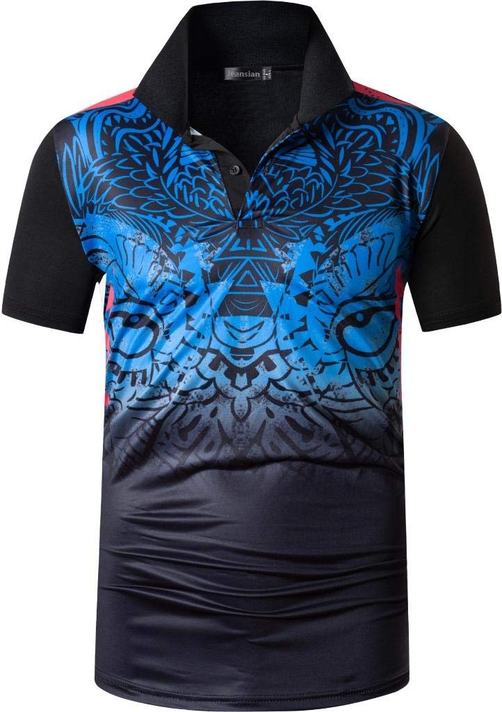 jeansianMen's Sports Long Sleeves Polo T-Shirts Wicking Running Tee Shirt LA287