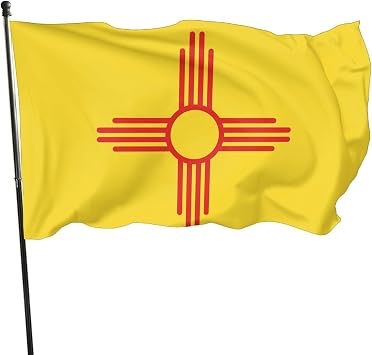 New Mexico State Flag 3x5 Ft Flag with 2 Brass Grommets Large Banner Yard Outdoor Flag For Lawn Patio Yard Garden Home Outdoor Decor Fade Resistant Banner