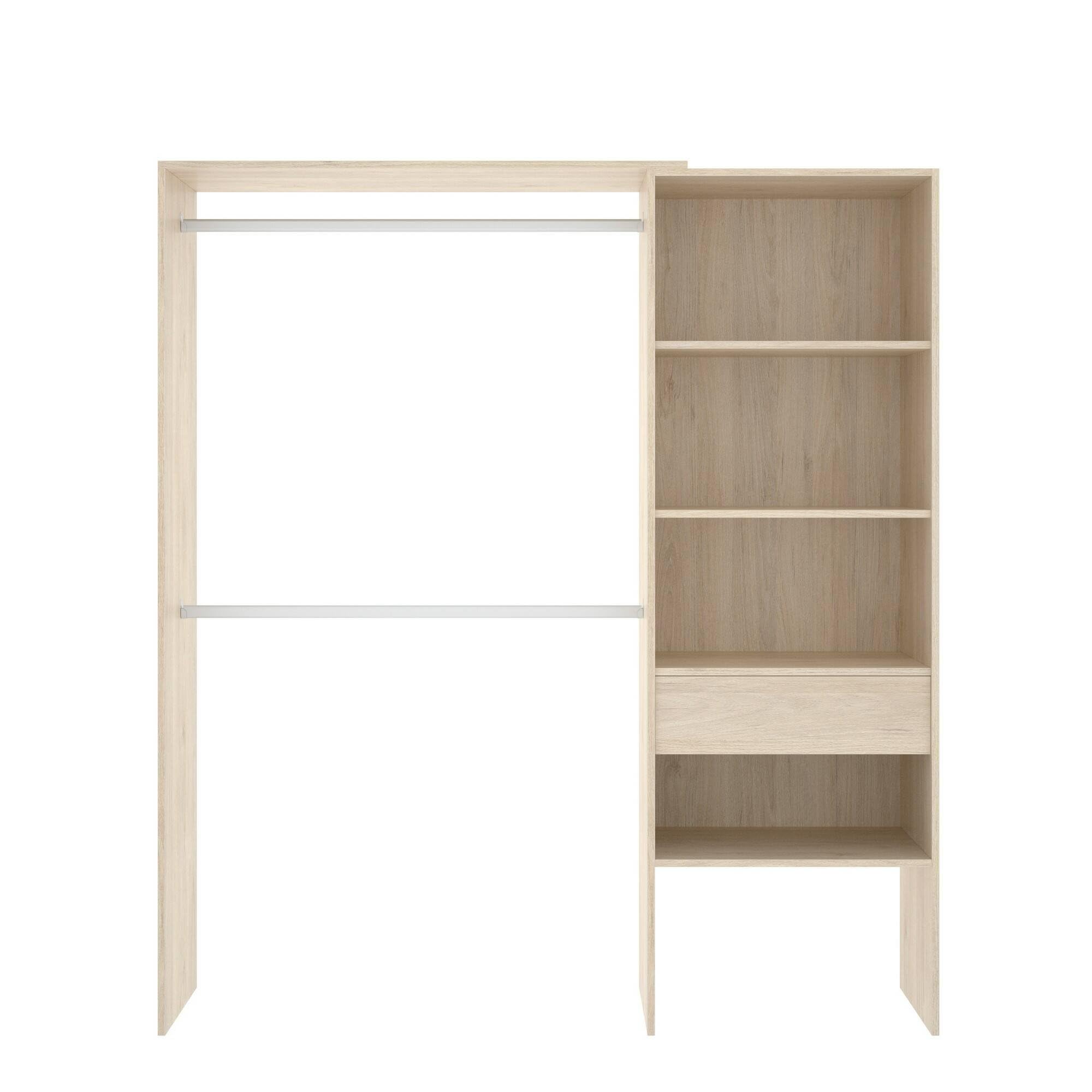 Dmora Guardaroba Grande Lhotse 40x187h cm Marrone Rovere un Cassetto 3 Ripiani, Armadio Camera da Letto Appendiabiti