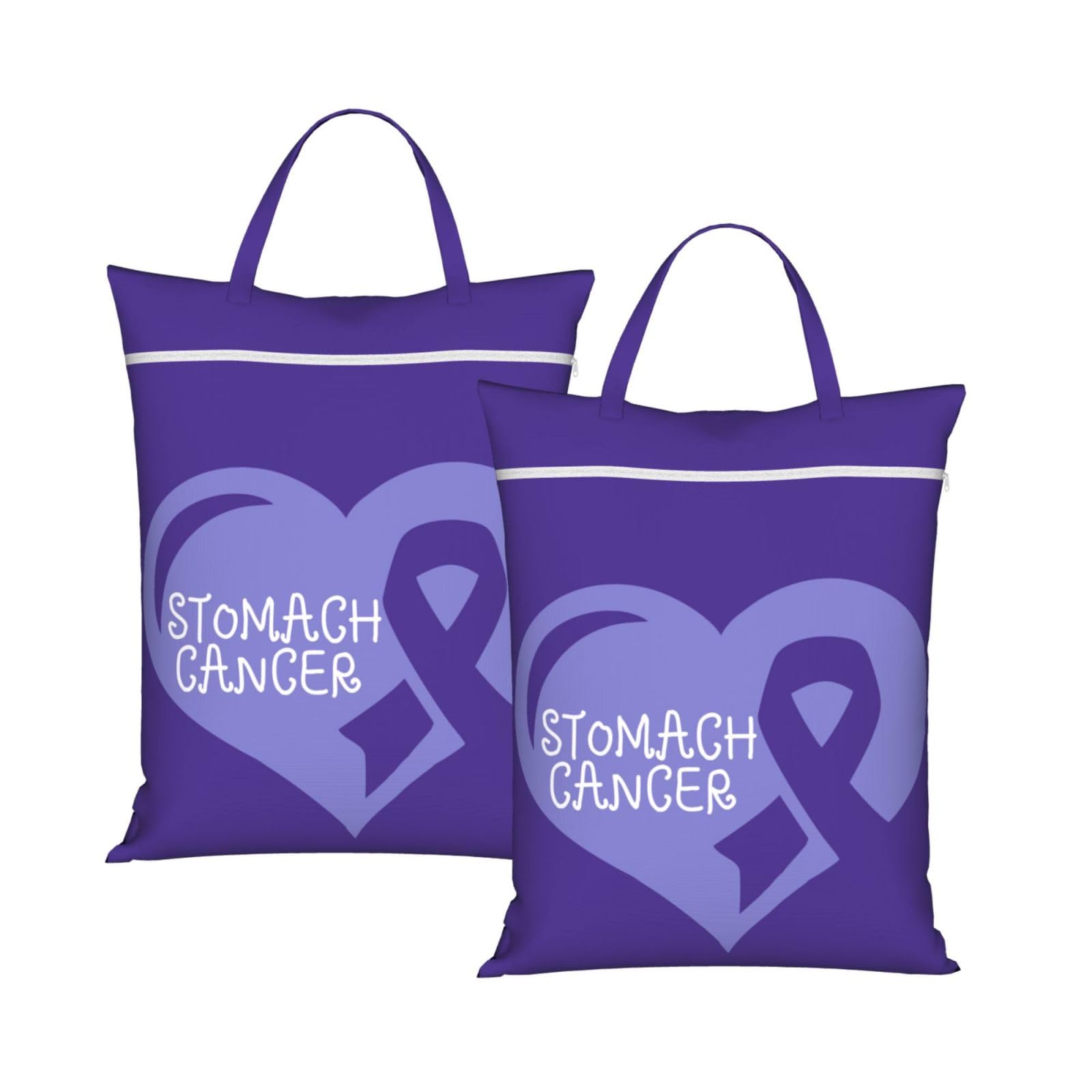 Cyanlit 2Pcs Stomach Cancer Awareness Periwinkle Ribbon 2 Pcs Large Travel Laundry Bags Waterproof Wet Dry Bag For Travel,Swimming