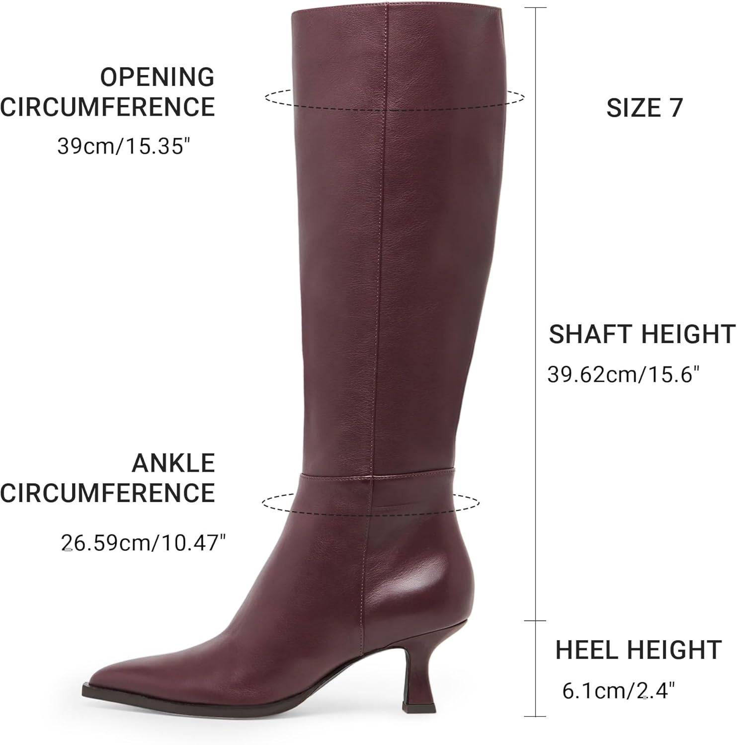 Knee High Boots for Women Kiteen Heel Pointed Toe Tall Boot Low Heel Side Zipper Fall Dress Long Boots - Image 6