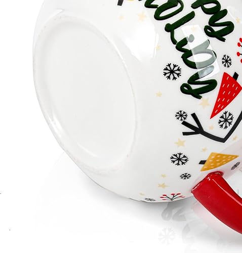Miniatura 6 de Juego de 4 tazas de café navideñas, tazas de cerámica de 15 onzas con personajes navideños de muñeco de nieve, pintadas a mano con asas para