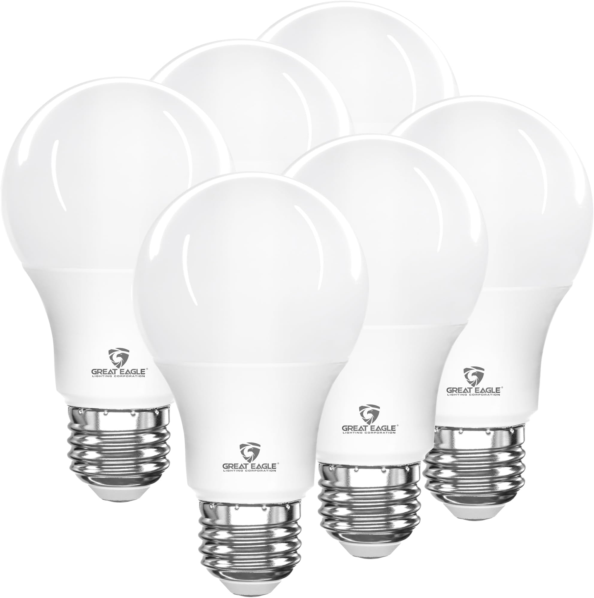 Great Eagle A19 LED Light Bulb, 9W (60W Equivalent), UL Listed, 5000K (Daylight), 800 Lumens, Non-dimmable, Standard Replacement (6 Pack)