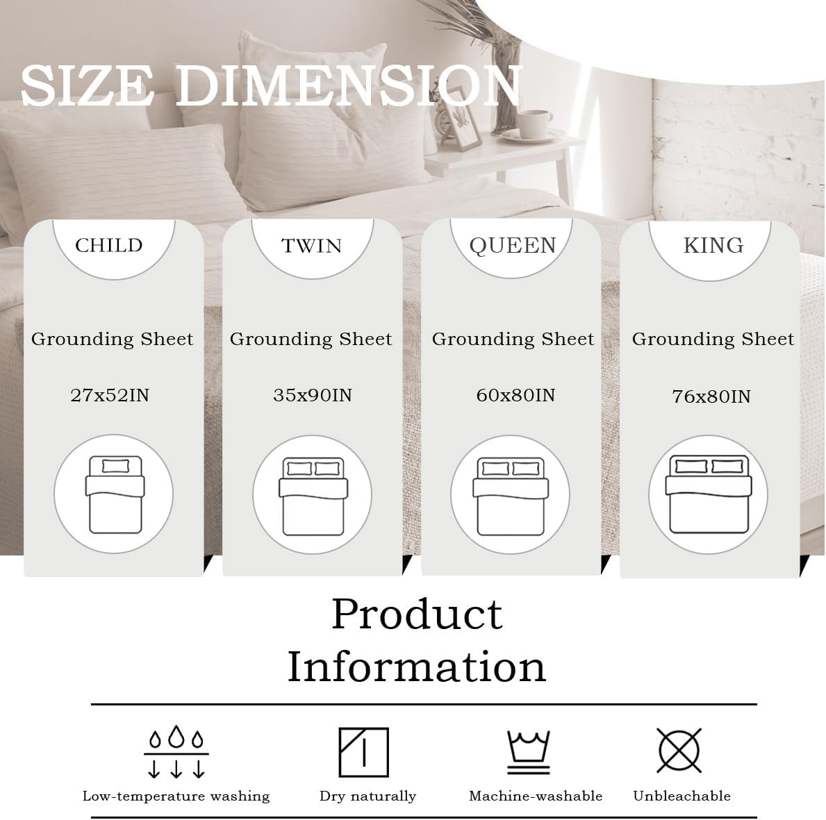 Grounding Sheet, Grounding Mat for Bed with Grounding Cord, Reduce Painful, Inflammation, Improves Sleep, 5% Silver Fiber with 95% Cotton, (27x52IN,Grey)