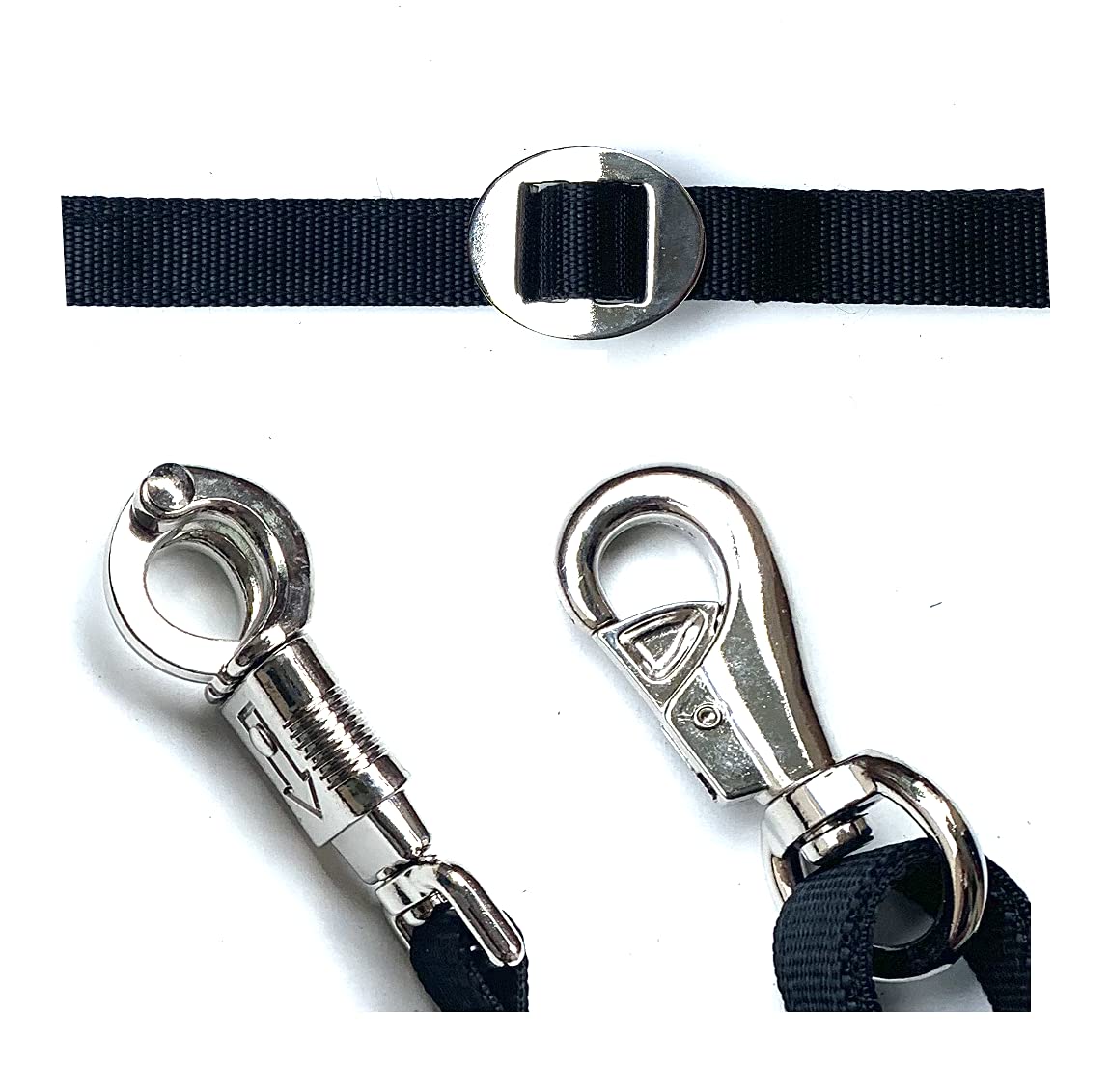 Cuerda elástica de amarre de transporte con gancho de pánico y cierre de toro, para remolques de caballos, cajas y establos (50-70 cm, nailon flexible)