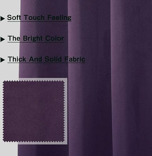 Miniatura 3 de MYSKY HOME - Cortina opaca para dormitorio, con ojales, increíble tejido triple y aislamiento térmico, 1 panel de cortina de 107 x 114 cm, morado