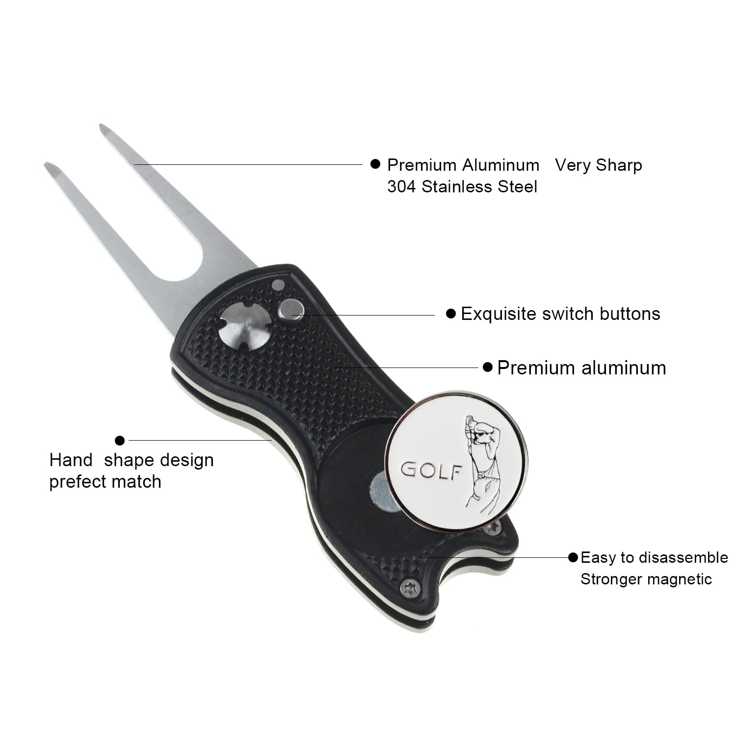 Crestgolf Golf Divot Tool con Botón Emergente y Marcador de Bola Magnética