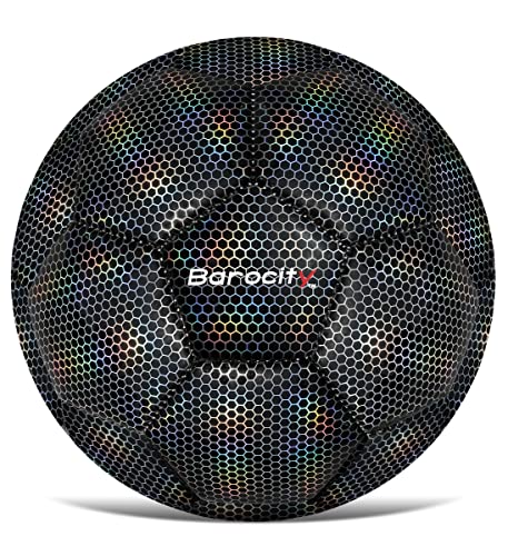 Image of Soccer Ball - Boys and Girls Soccer Ball with Reflective Hex, Outdoor and Indoor for Playtime, Training, and Games - Iridescent Black Size 3