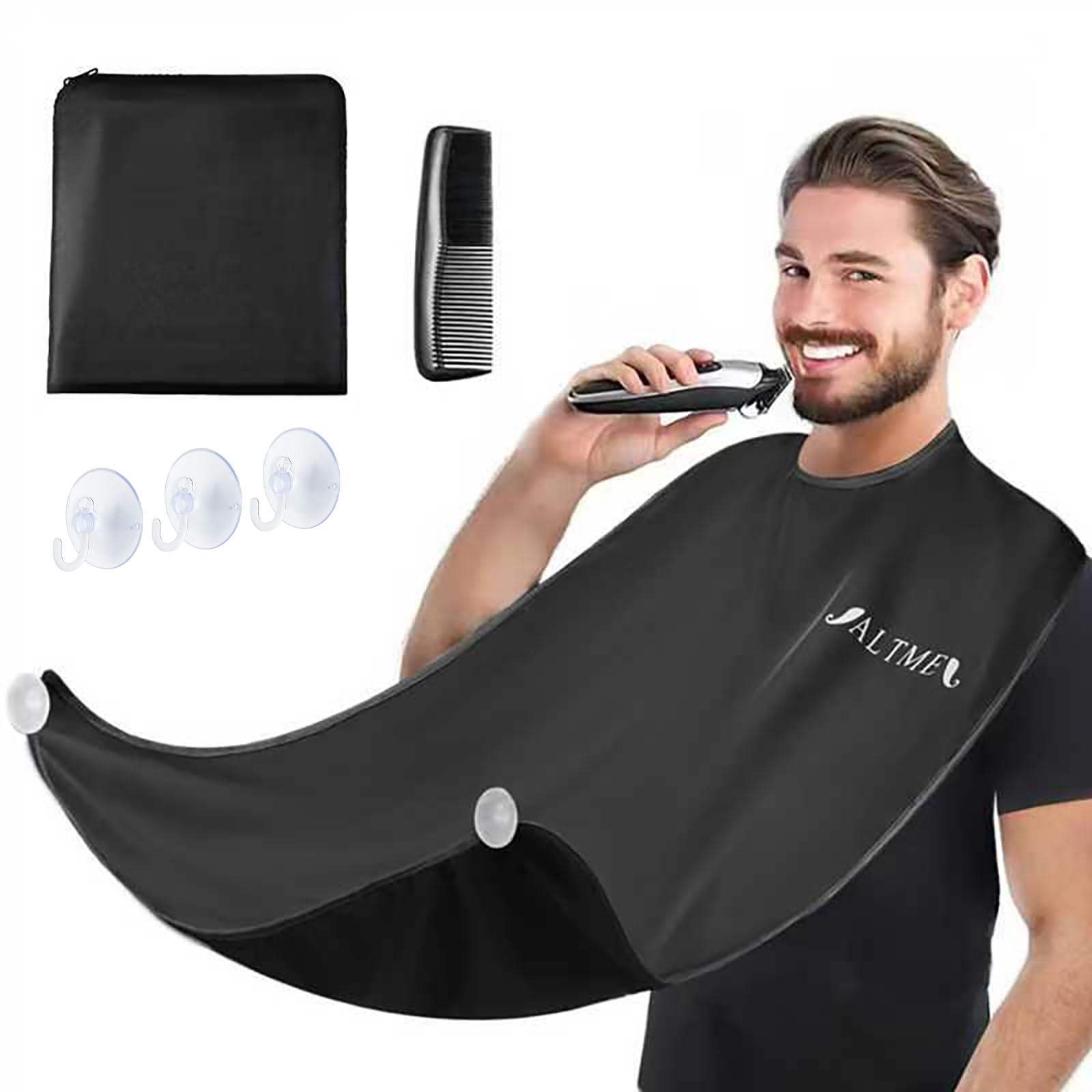 Beard Bib, Non-Stick Beard Apron, Waterproof Beard Trimming Catcher, Breathable Beard Catcher for Shaving, Premium Beard Accessories for Men, Gifts for Men Husband Boyfriend
