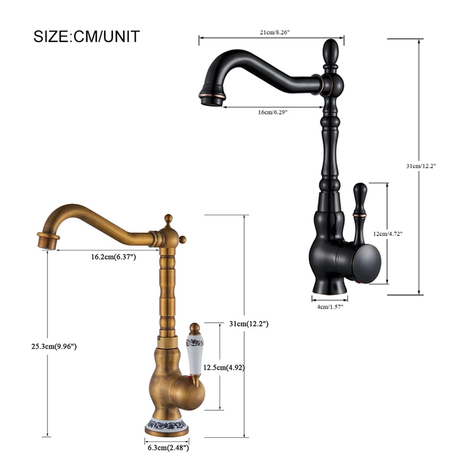 Grifo Mezclador Giratorio de 360 Grados de latón para baño o Cocina con Montaje en encimera de una Sola manija, Mezclador de Agua fría y Caliente (Bronce frotado con Aceite)