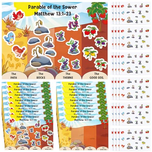 Marspark 24 Set Parable of the Sower Scene Stickers Vbs Bible Story Crafts Visual Aid for Sunday School DIY Project Supplies Christian Party Activities