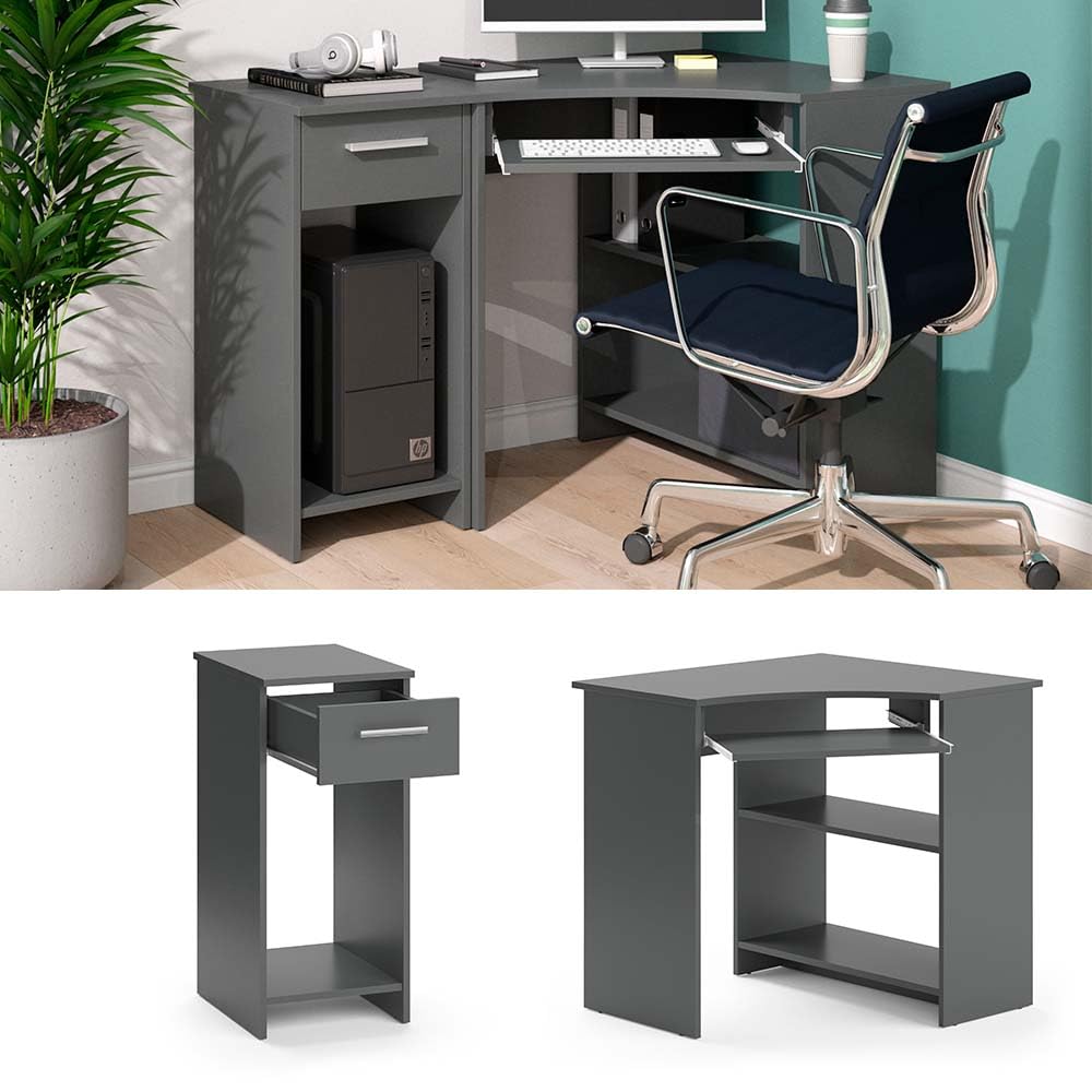 Vicco Eckschreibtisch Odin, Anthrazit, 83 x 76 cm