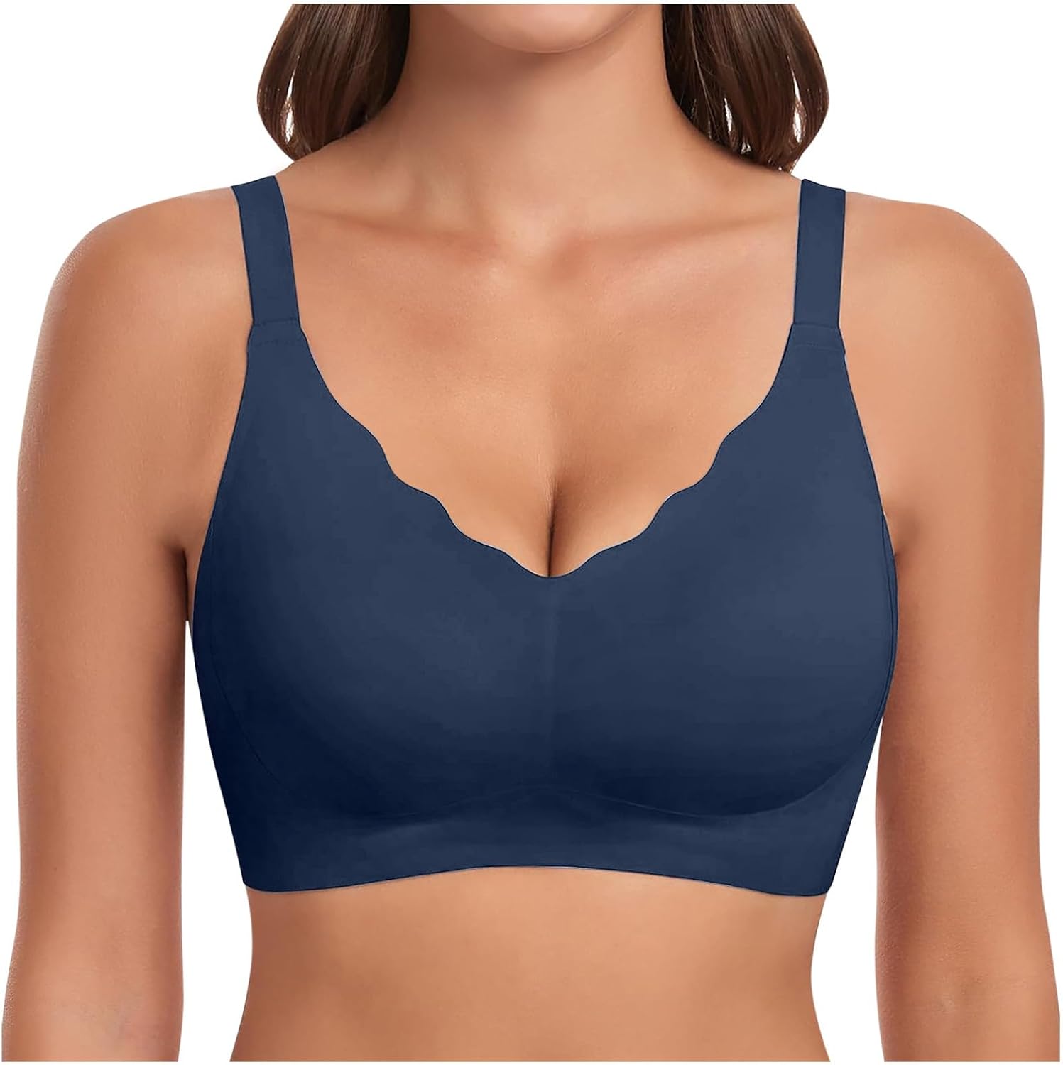 Soutien-Gorge Sans Armature Femme - Dentelle Confortable - Bretelles Larges - Grande Taille