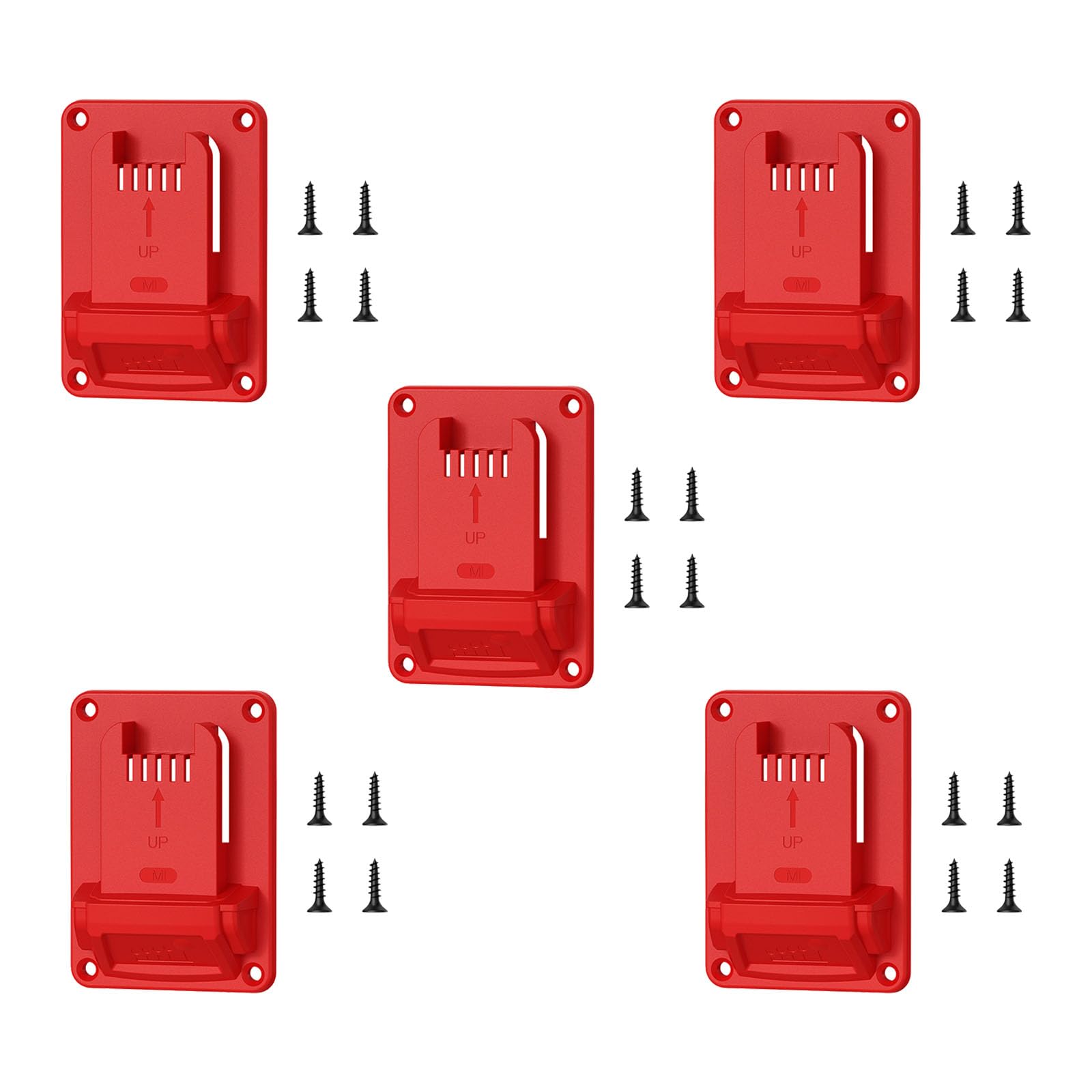 5Pcs ABS Wall Mount Holder Stand for 18V 4 Hole Tool with Screws Secure Storage Space Saving Garage Workshop Vertical Hanging Rack