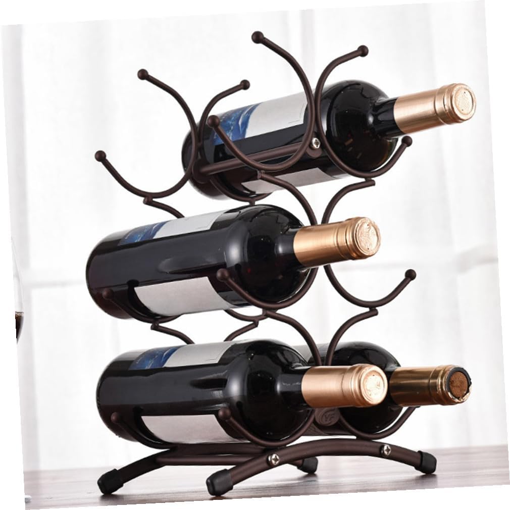 Amosfun Sturdy Wine Bottle Display Rack Iron Craft Electroplated Tabletop Shelf for Living Bar Hotel