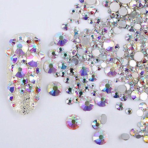 Healifty 1440pcs Kristall AB rund Nail Art Strass Hinten 3D Nagelschmuck Edelsteine 2.0mm – Bild 6