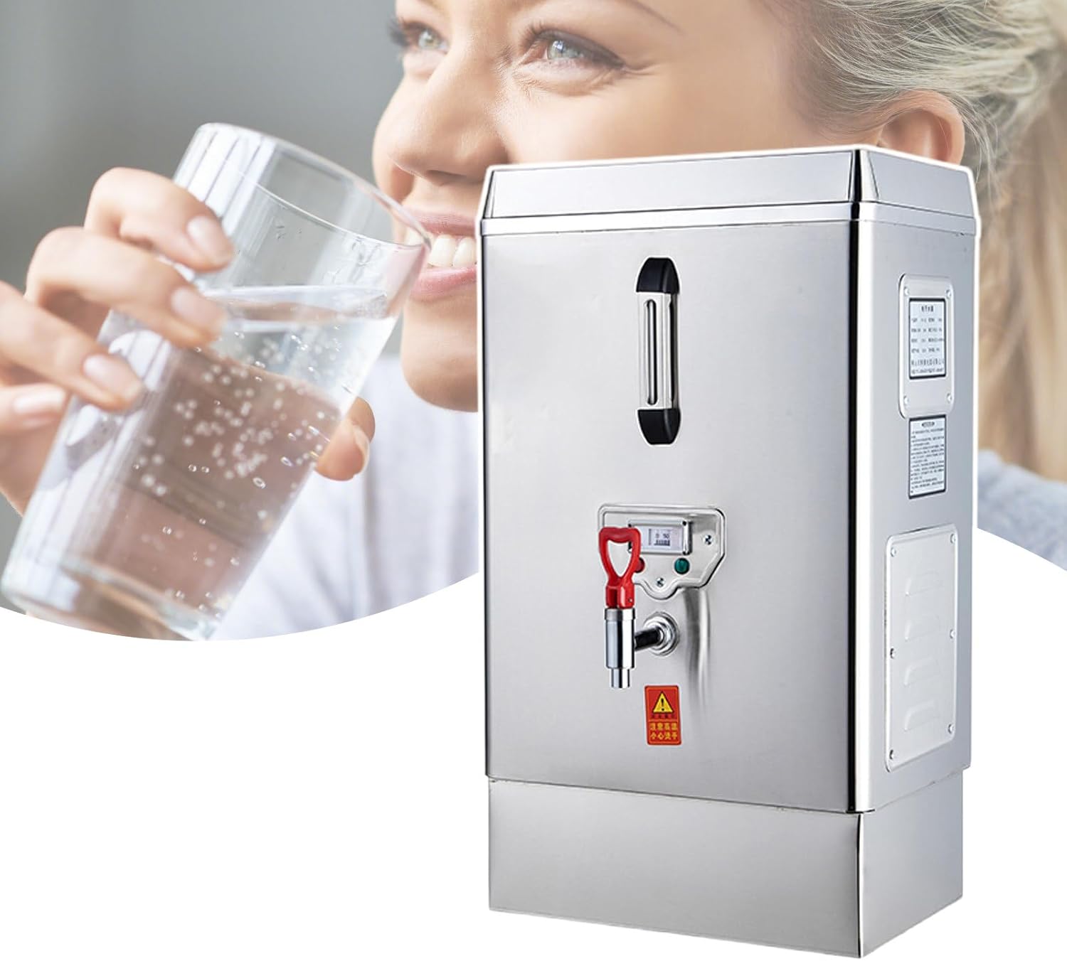 Large Capacity Commercial Water Boiler,Water Level Display/Temperature Display, Water Boiling Machine,Anti-Dry Water Protection,220V-30L