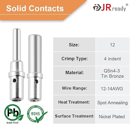 Vista 3 de JRready ST6139 Kit de conectores DTP de 2 4 pines, conectores eléctricos impermeables IP67 grises Enchufe con terminales sólidos, clasificación