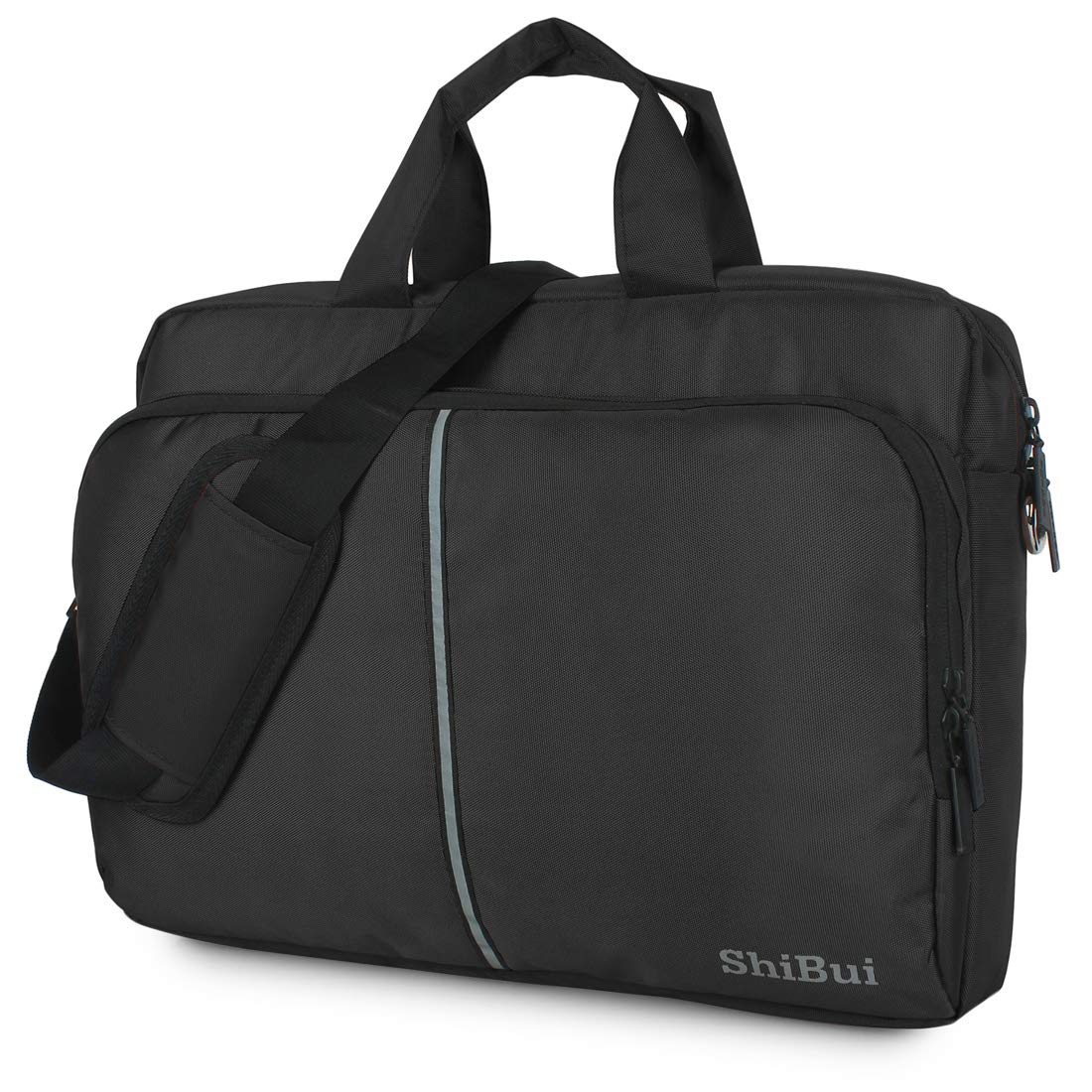SHIBUI series carry upto 15.6inch Unisex Bag Cross Over Shoulder Messenger Bags for man and women with Detachable shoulder straps & Laptop Compartment (Black)