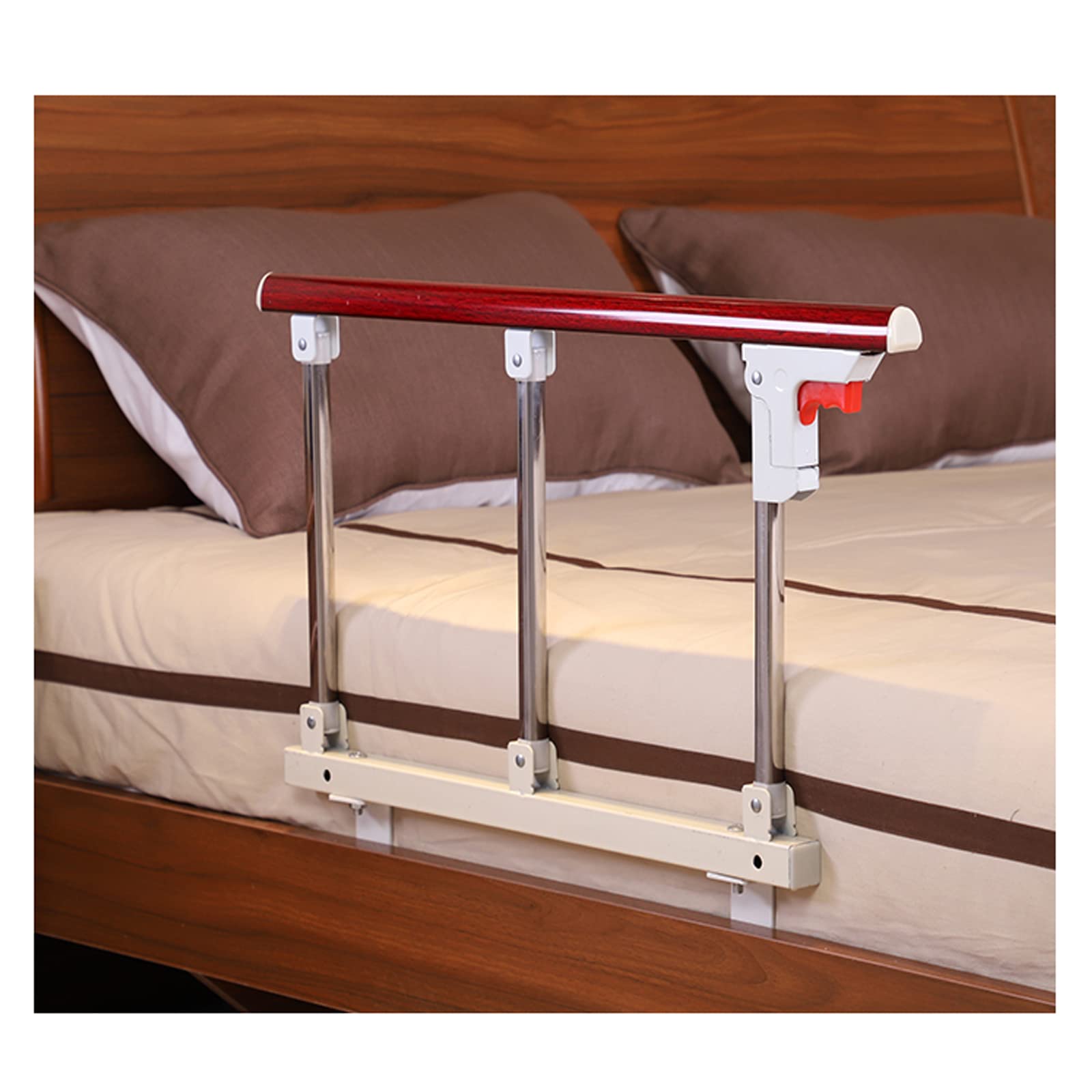 Barandilla de Cama Plegable para Adultos, barandilla de Cama para Adultos Mayores, barandilla de Cama Ajustable y Plegable, barandilla de Cama con asa de Seguridad para Ancianos, Color Rojo