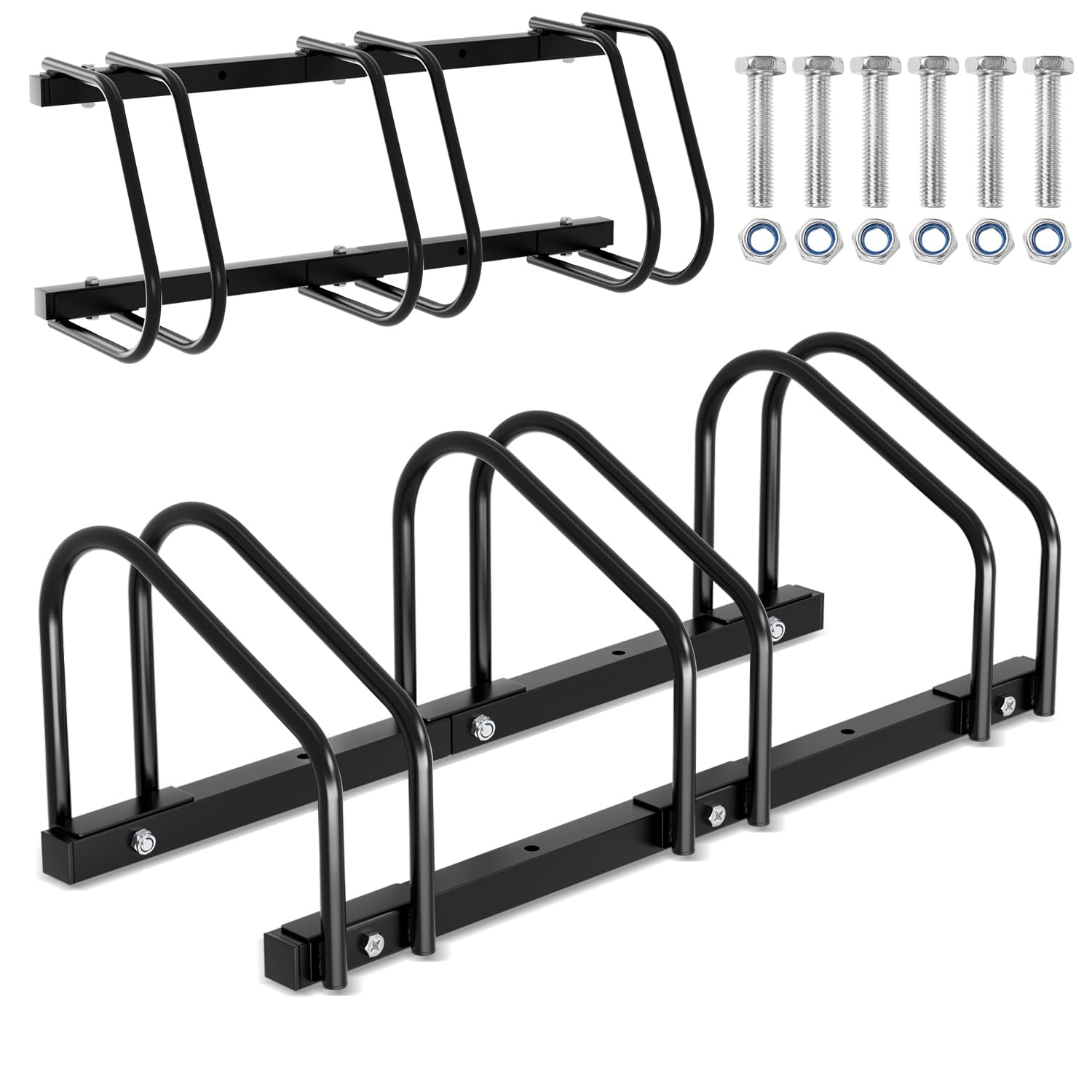 Daromigo Portabici 3 Biciclette Montaggio Pavimento Parete Supporto Multiplo 30 cm Pneumatici 35-55 mm