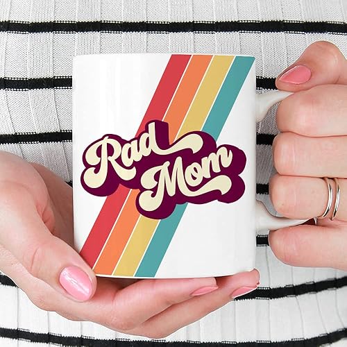 Miniatura 2 de Rad Mom - Taza de café retro, taza madre de niños, hija, hijo, marido (11 onzas)