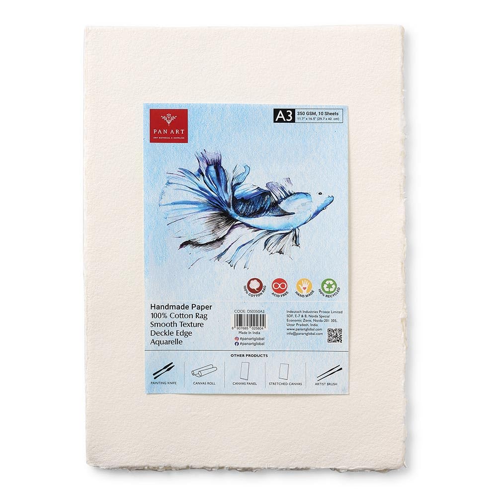 Papel acuarela barbas 30x42 cm Pan Art de algodón blanco natural 5