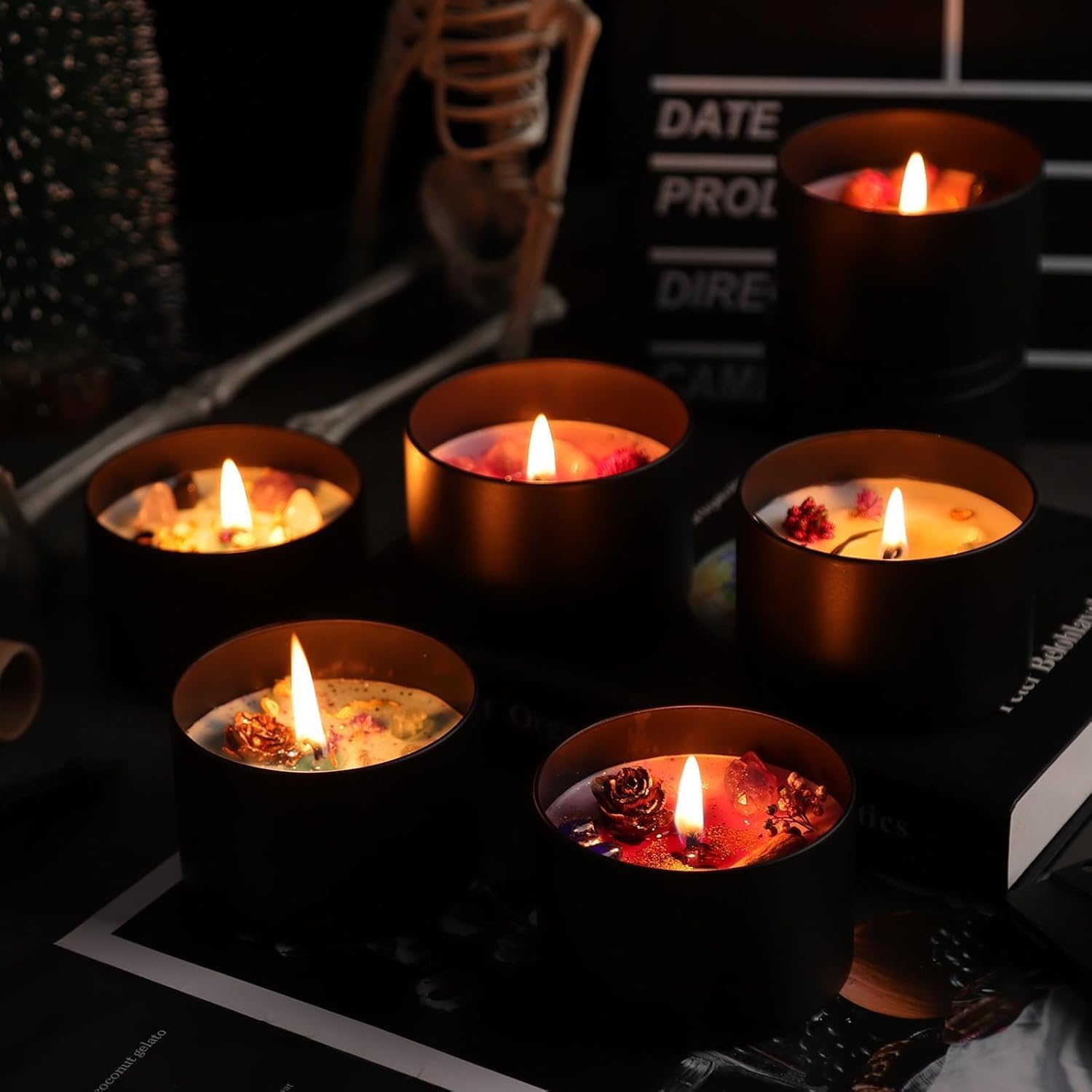 48-Pack Candle Jars, 24pcs 8oz + 24pcs 4oz Candle tins with Lids, Empty Candle Jars for Making Candles Bulk Candle Containers - Black